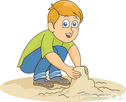 Outdoors   Boy Playing With Sand 433   Classroom Clipart