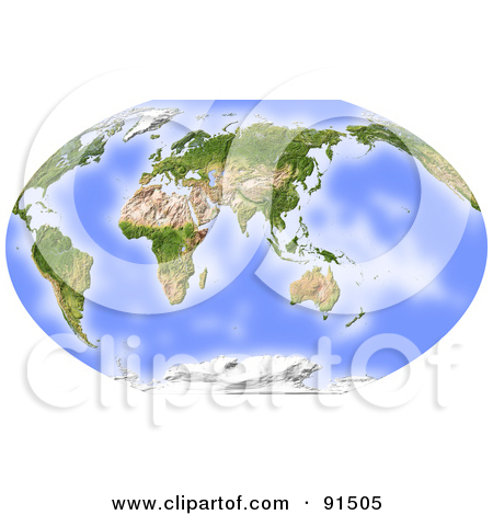 Royalty Free  Rf  Clipart Illustration Of A World Map Shaded Relief