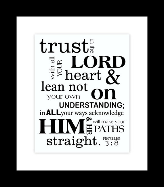Trust In The Lord Typography   Black And White Print With Mat