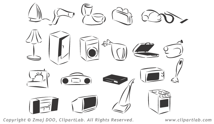 Vector Art Clipart Collection Vol  1  Household Appliances   Preview