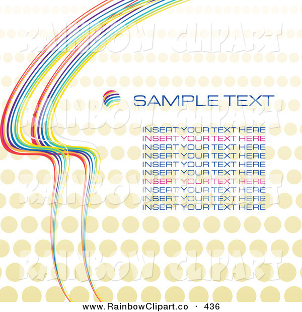 Vector Clip Art Of A Rainbow Wave Over Halftone Background With Sample    