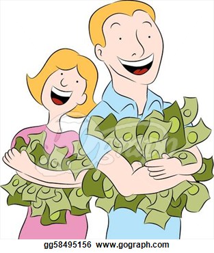 Vector Illustration   People Holding Piles Of Money  Stock Clip Art