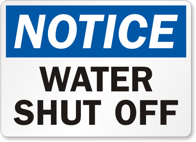 Water Shut Off Sign   Safety Notice Signs Sku  S 0173