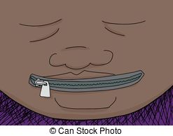 Zipped Shut Mouth   Close Up Cartoon Of Black Person With   