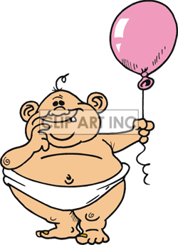 Chubby Baby Wearing A White Diaper Holding A Pink Balloon