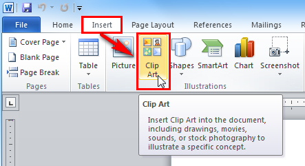 Click The Insert Tab And Then Click Clip Art