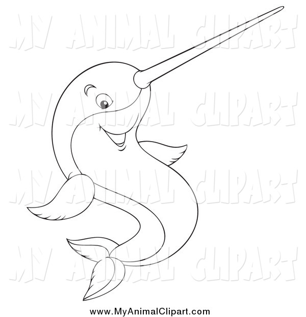 Clip Art Of A Black And White Fish With A Horn On Its Nose By Alex    