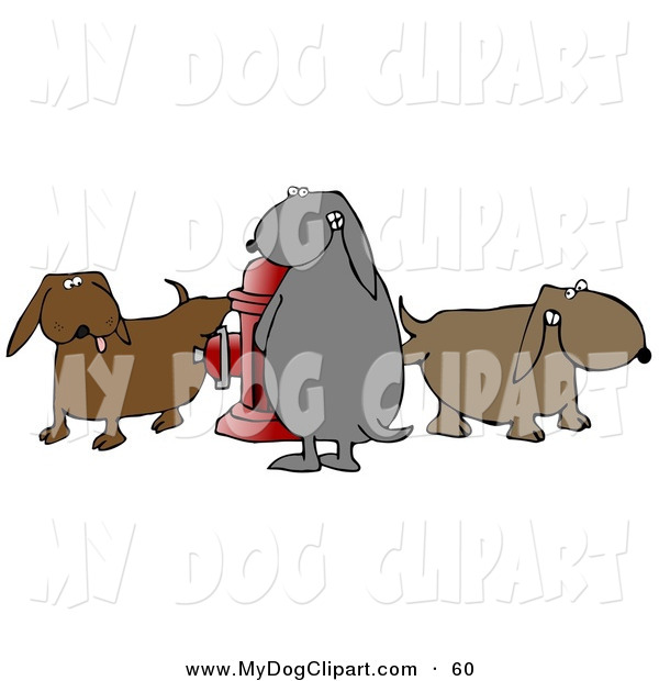 Clip Art Of A Group Of Three Bad And Mischievous Brown And Gray Dogs    