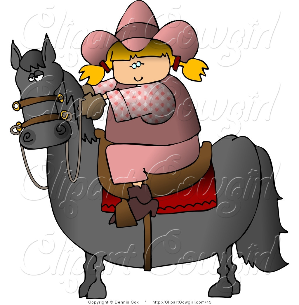 Clipart Of A Chubby Cowgirl On A Horse