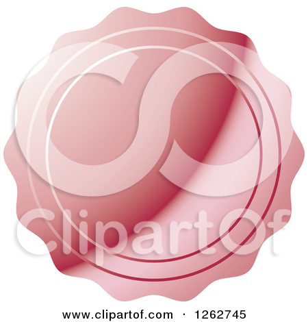 Clipart Of A Pink Wax Seal Tag Label   Royalty Free Vector