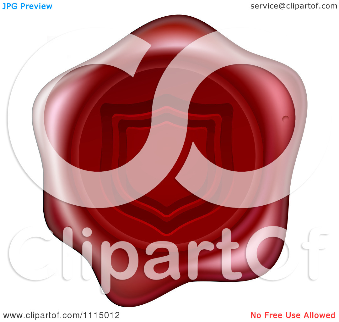 Clipart Red Wax Seal Stamped With A Shield Symbol   Royalty Free