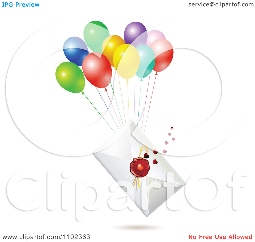 Clipart Wax Sealed Envelope With Balloons   Royalty Free Vector