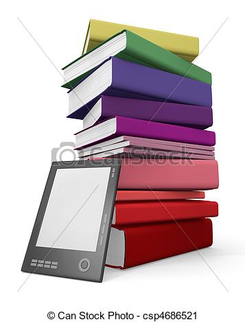 Ebook Lecteur Penchant Contre Pile Classique Livres 3d Rendu