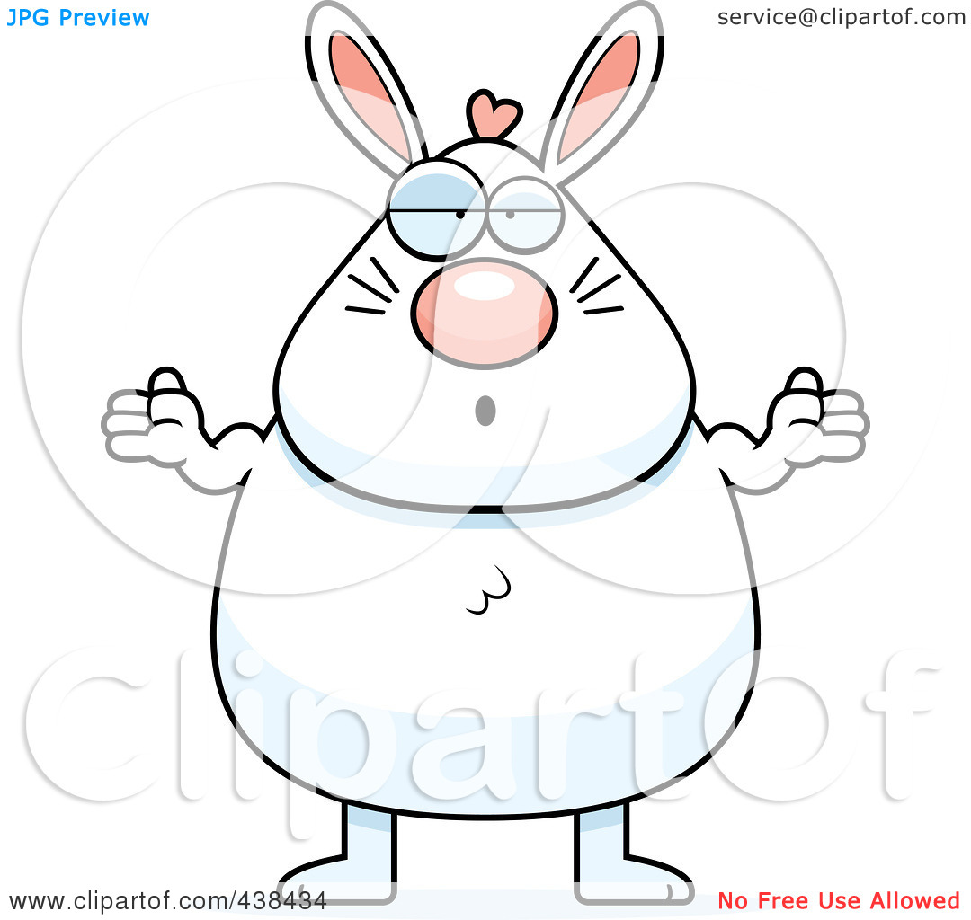 Free  Rf  Clipart Illustration Of A Careless Chubby Bunny Shrugging