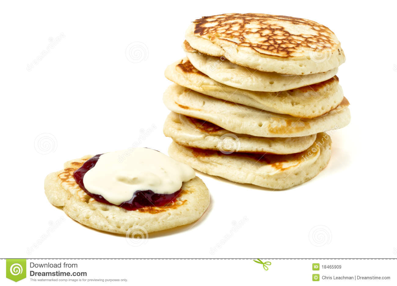 Homemade Drop Scones Or Pancakes With Clotted Cream And Jam