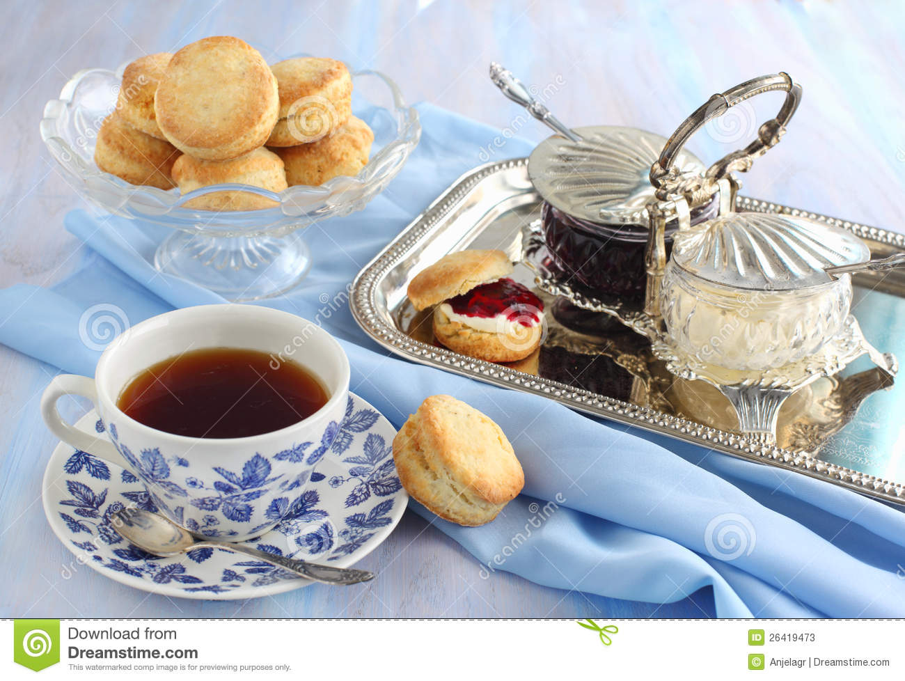Homemade Scones With Jam And Double Cream  Stock Photos   Image    