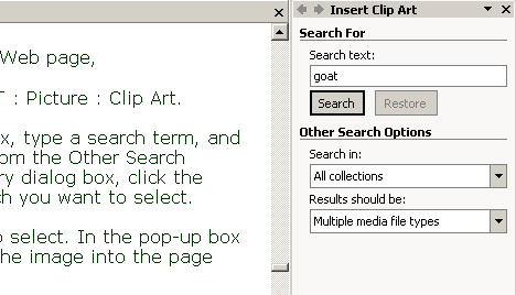 Insert Clip Art Dialog Box