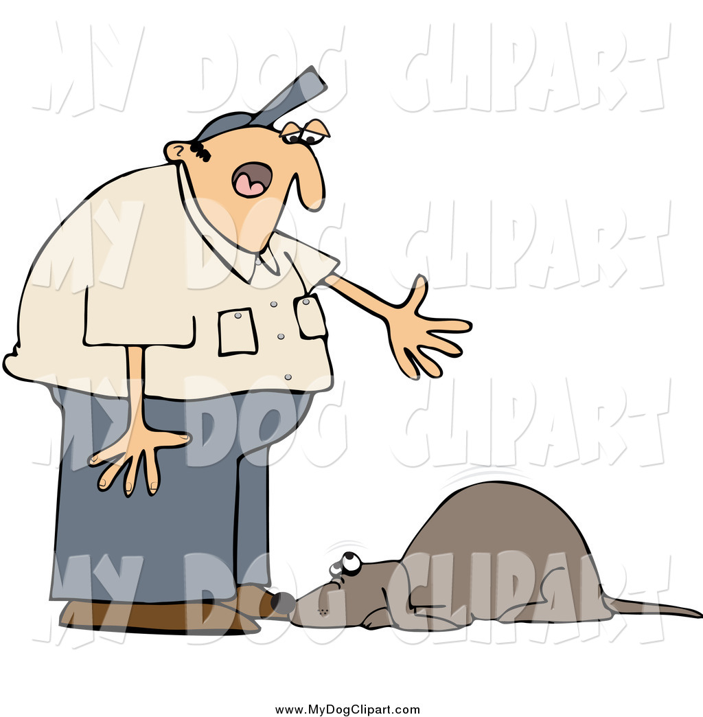     Preview  Clip Art Of A Caucasian Man Yelling At A Bad Dog By Djart