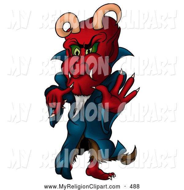 Religion Clip Art Of A Spooy Bad Devil Cartoon Character By Dero
