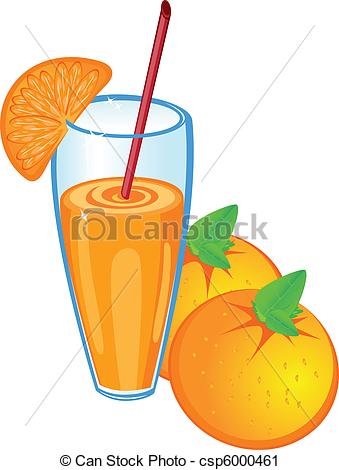 Vector Clip Art De Naranja Jugo Fruta Aislado Blanco Plano De    
