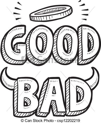 Vector Clip Art Of Good And Bad Moral Choice Sketch   Doodle Style