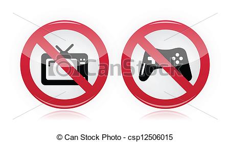 Vector Clip Art Of No Computer Games No Tv Warning   Do Not Play    