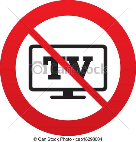 Vector Clipart Of No Widescreen Tv Sign Icon Television Set Symbol Red