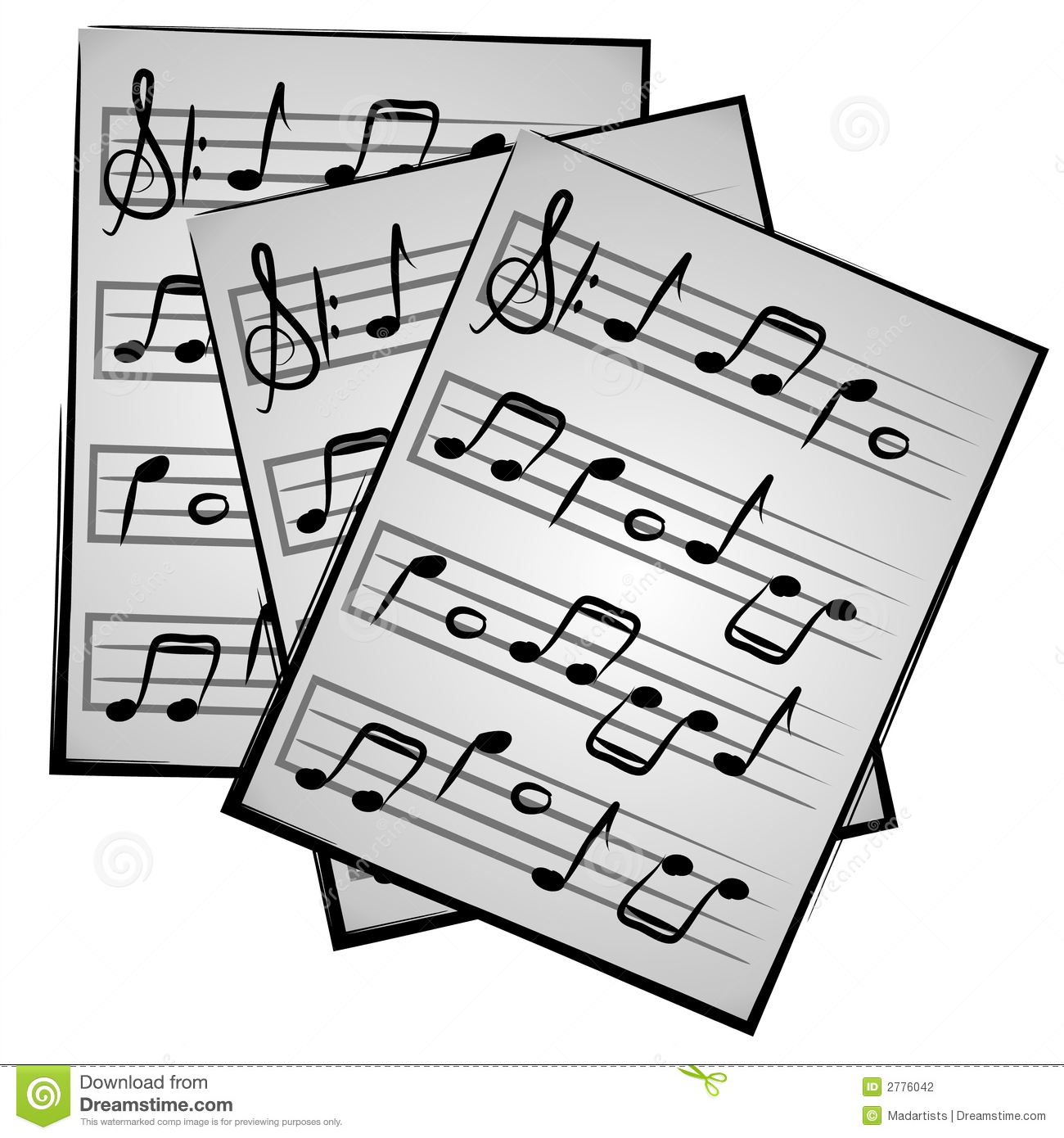 An Illustration Of Paper Music Sheets On A White Isolated Background