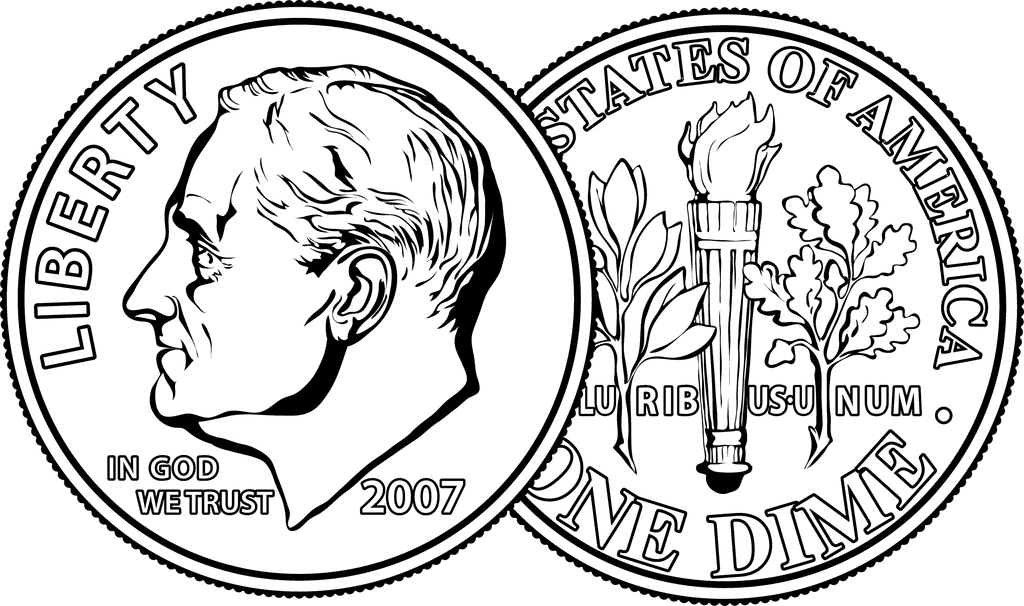 Both Sides Of A Dime   Clipart Etc