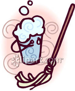 Bucket Full Of Suds And A Mop   Royalty Free Clipart Picture