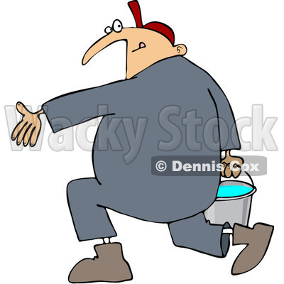 Clipart Plumber Carrying A Full Bucket Of Water   Royalty Free Vector    
