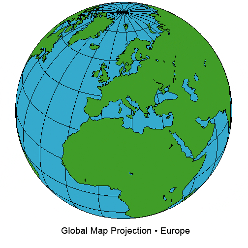 Europe Global Map Projection Blank Printable European Globe Map