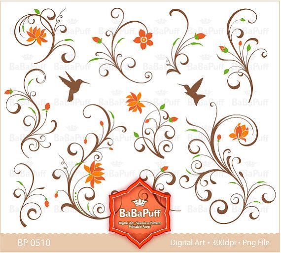 Instant Downloads 10 Florals And Hummingbirds Clip Art For Wedding