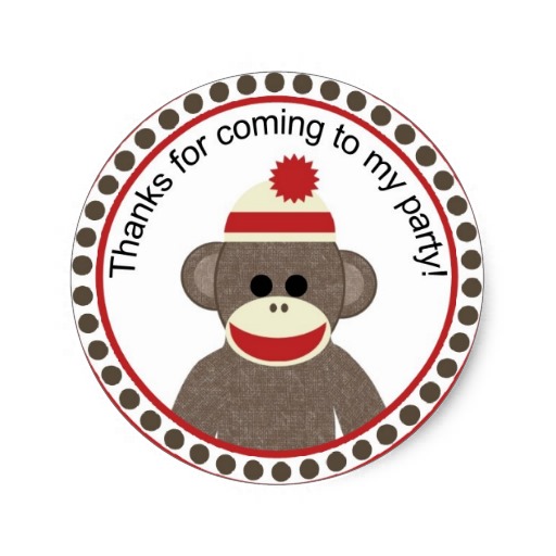 Sock Monkey Party Sticker