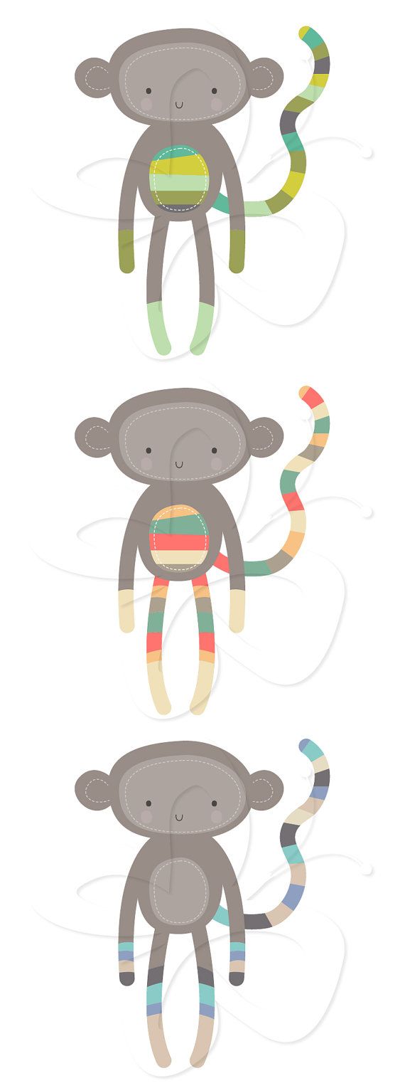 Sock Monkeys Clip Art Clipart Set By Collectivecreation On Etsy