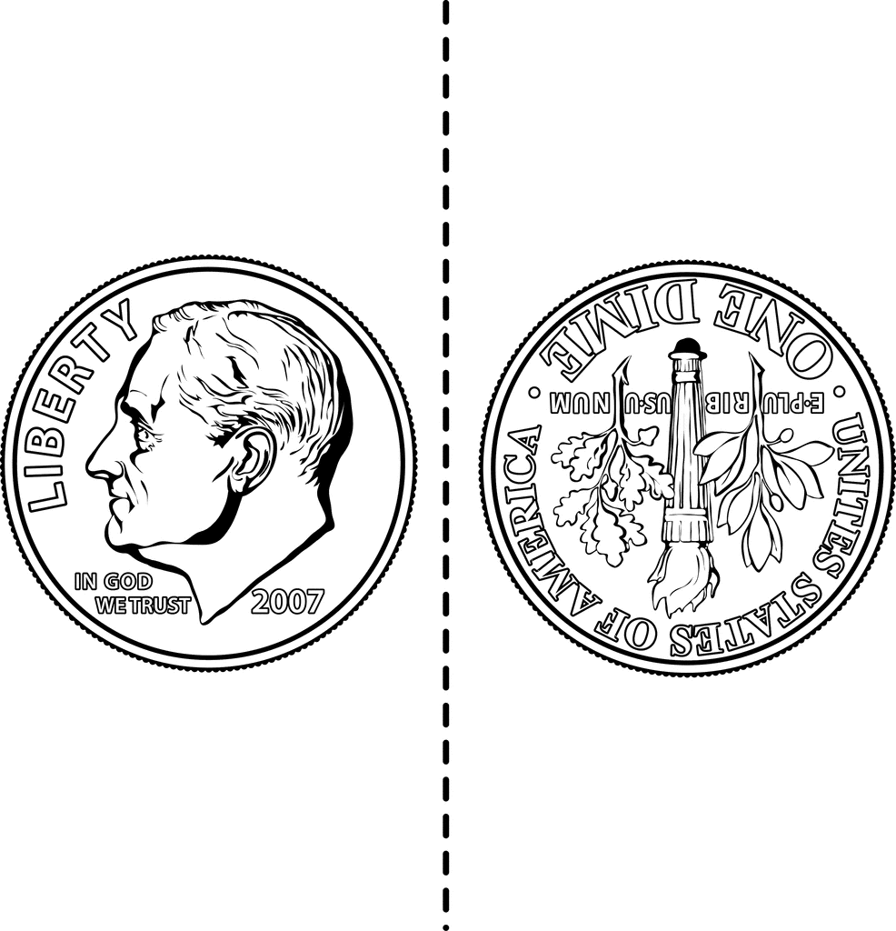 Two Sided Dime   Clipart Etc