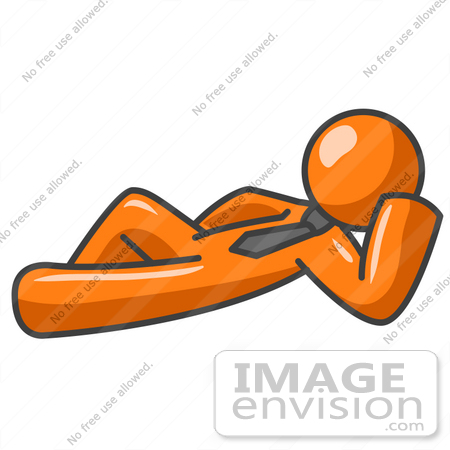 An Orange Guy Character Wearing A Business Tie Kicking Back And Lying