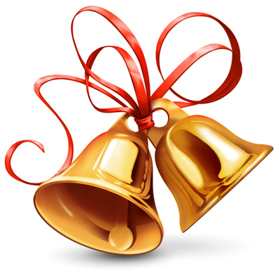 Christmas Bell Clipart Shiny Golden Bells   Ribbon   Just Free Image