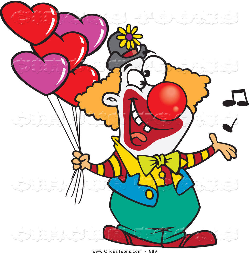 Circus Clipart Of An Enthusiastic Clown Singing And Holding Heart