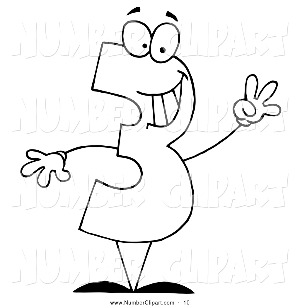 Clip Art Of A Coloring Page Of A Friendly Outlined Number 3 Three Guy