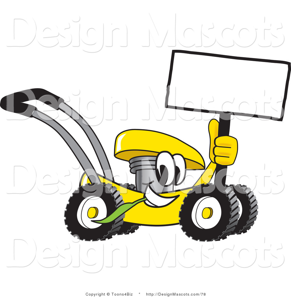 Clipart Of A Yellow Lawn Mower Mascot Cartoon Passing By   Royalty