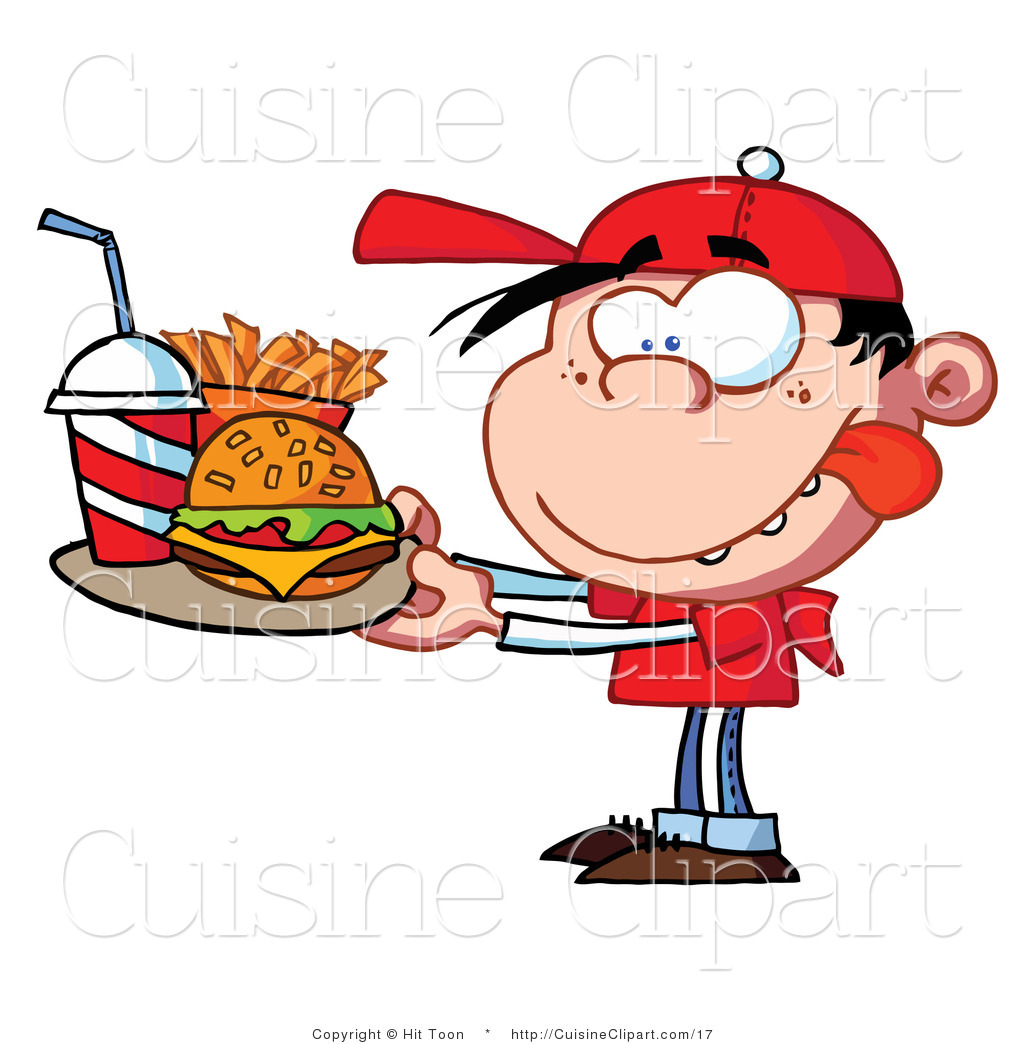 Cuisine Vector Clipart Of A Fast Food Boy Licking His Lips By Hit Toon
