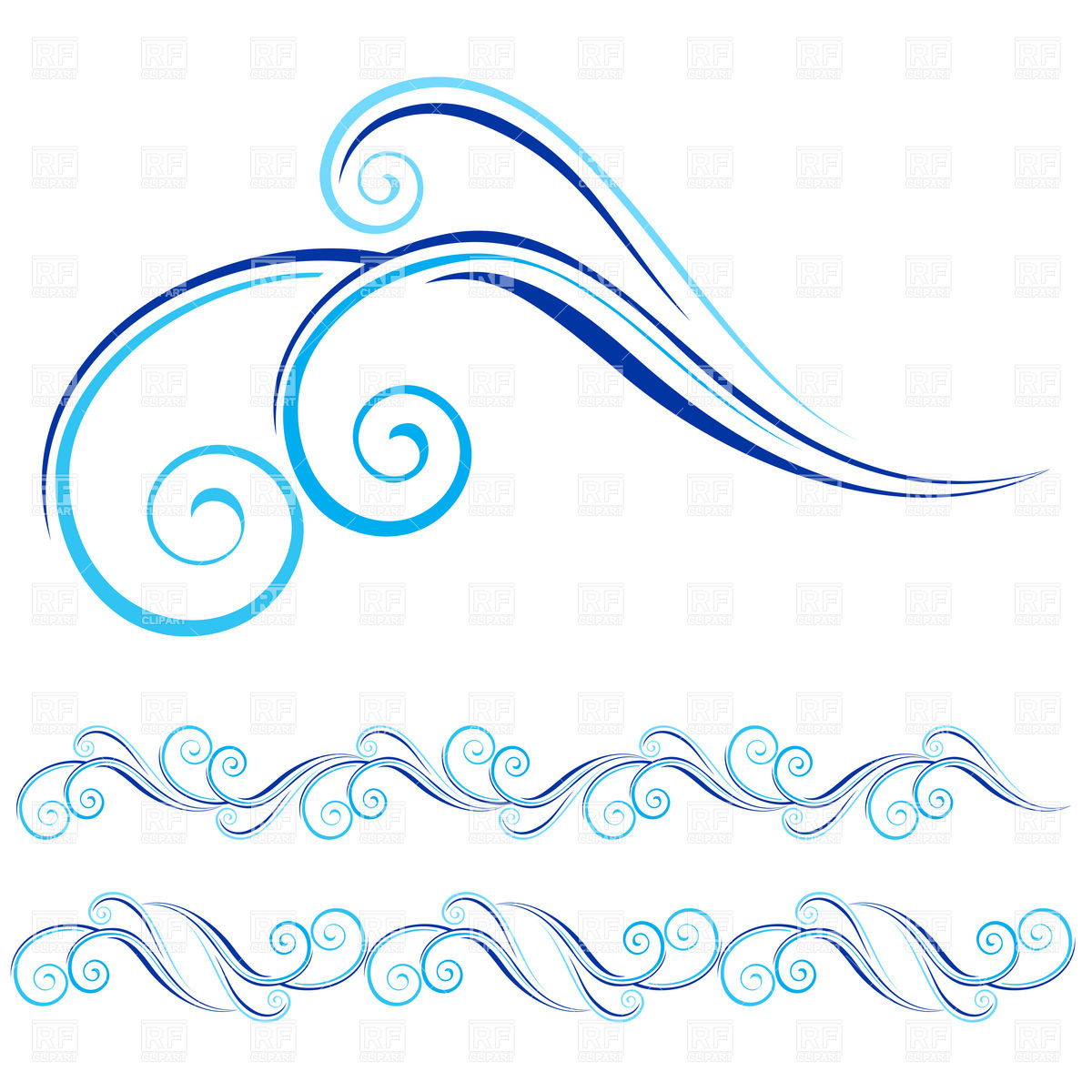Curly Blue Wave Design Download Royalty Free Vector Clipart  Eps