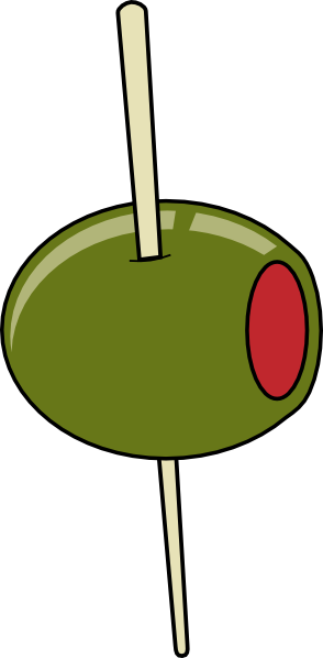 Green Olive On A Toothpick Clip Art At Clker Com   Vector Clip Art