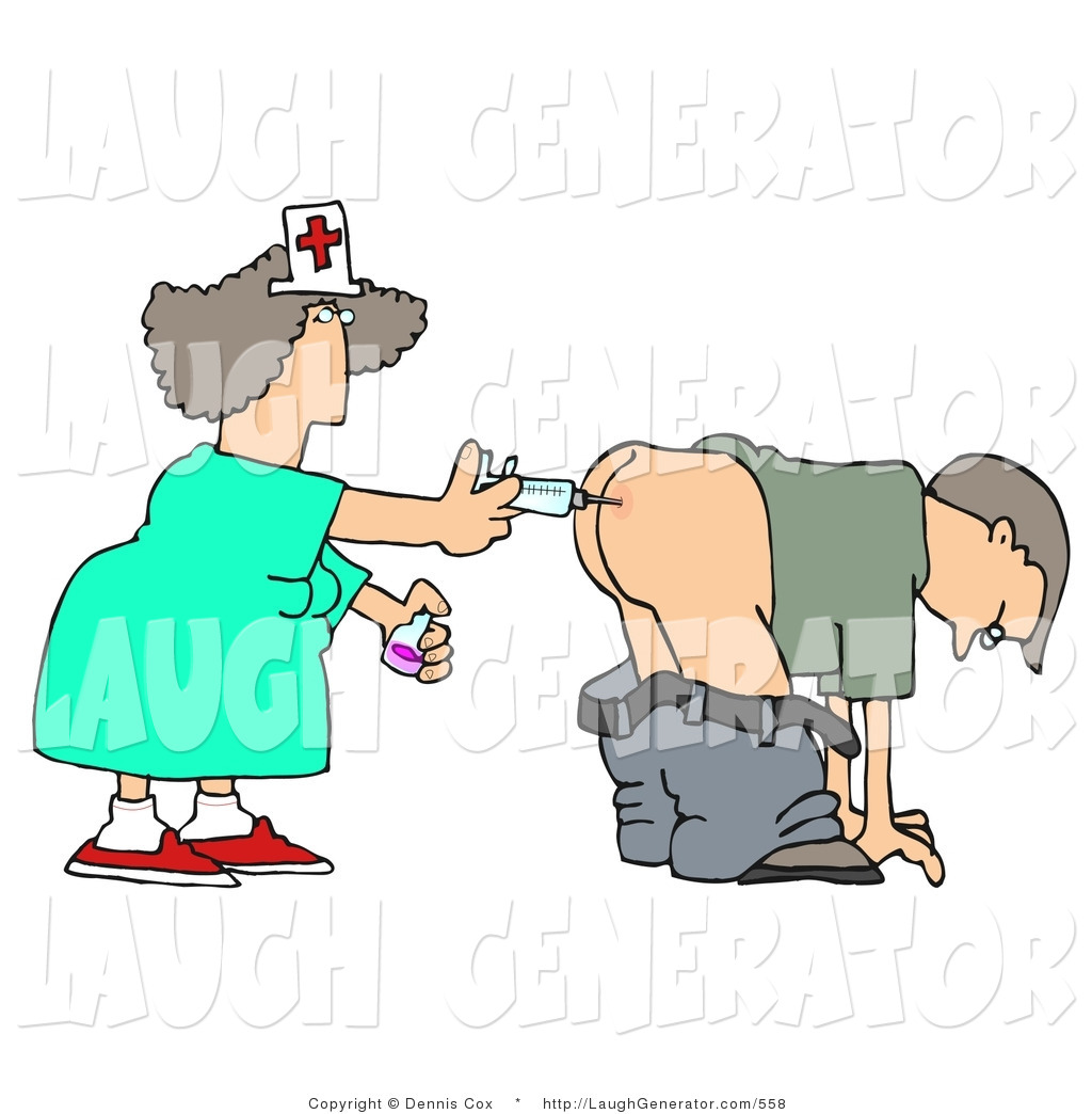 Humorous Clip Art Of A Patient Getting An Injection Of Antibiotics In