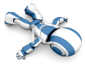 Royalty Free Clipart Image  A 3d Robot Lying Face Down