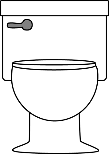 Toilet Clip Art Image   Black And White Toilet With A Silver Handle