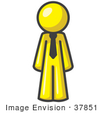 37851 Clip Art Graphic Of A Yellow Guy Character Wearing A Tie