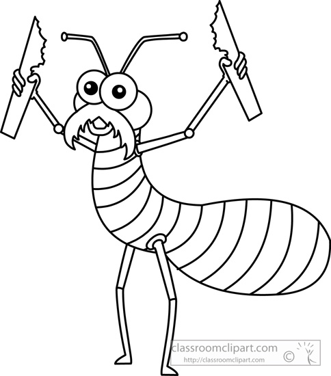 Animals   Termites Chewing On Wood Outline   Classroom Clipart