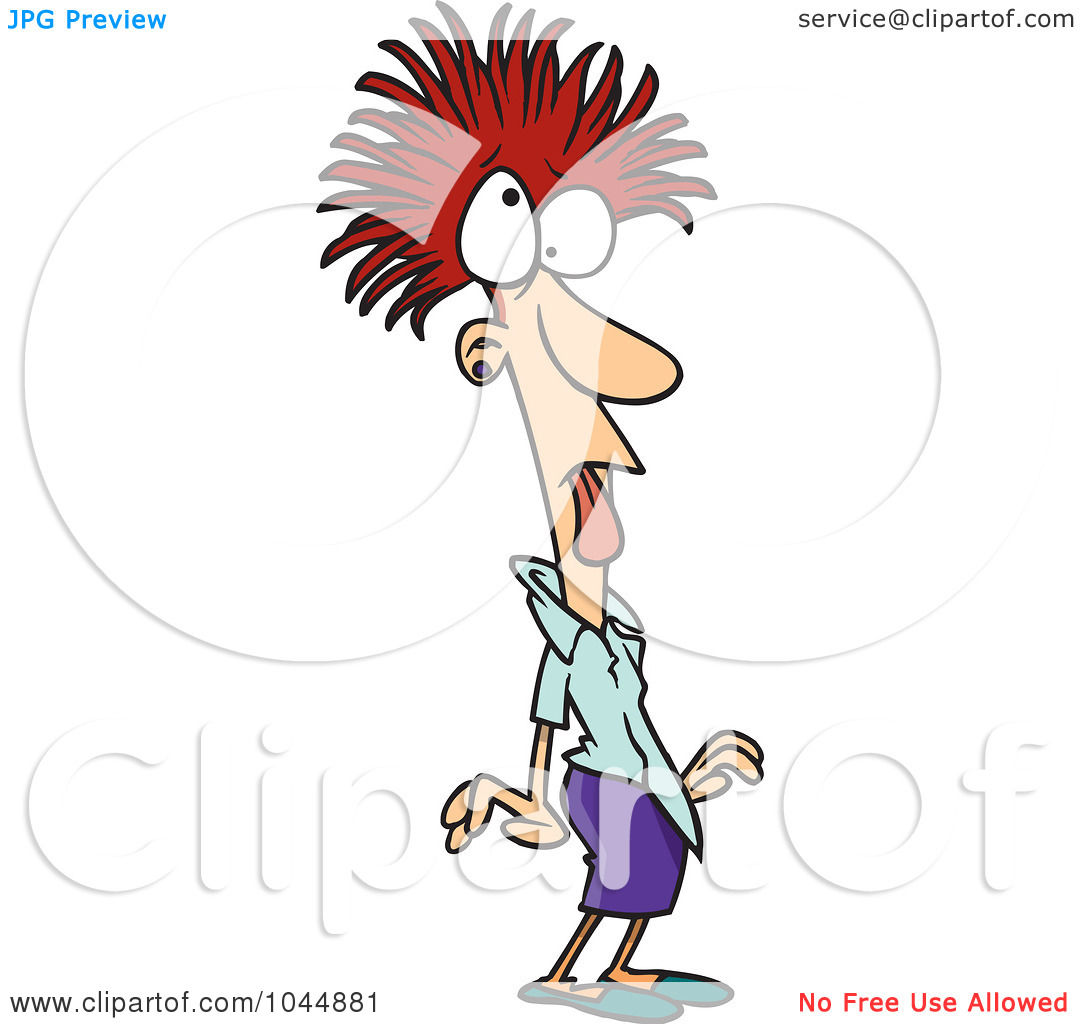 Art Illustration Of A Cartoon Frazzled Businesswoman By Ron Leishman